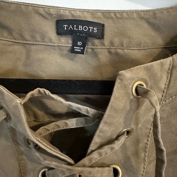 Talbots Olive Green Military Lace up Front 3/4 Sleeve Shirt Dress Size 10 - Picture 3 of 3